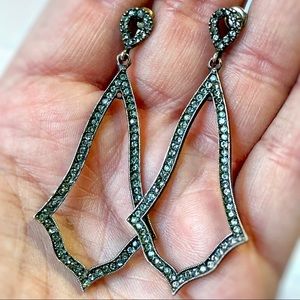 Azaara Oxidized Silver & CZ Chandelier Earrings